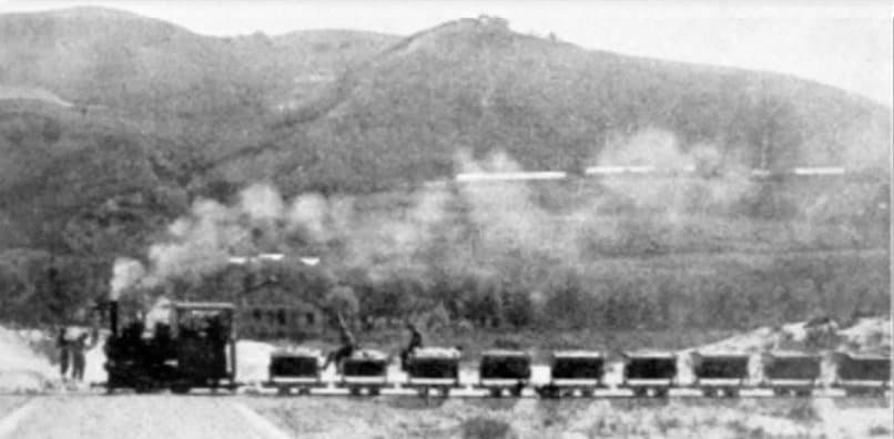 Narrow-gauge train on the Vlore line, 1915