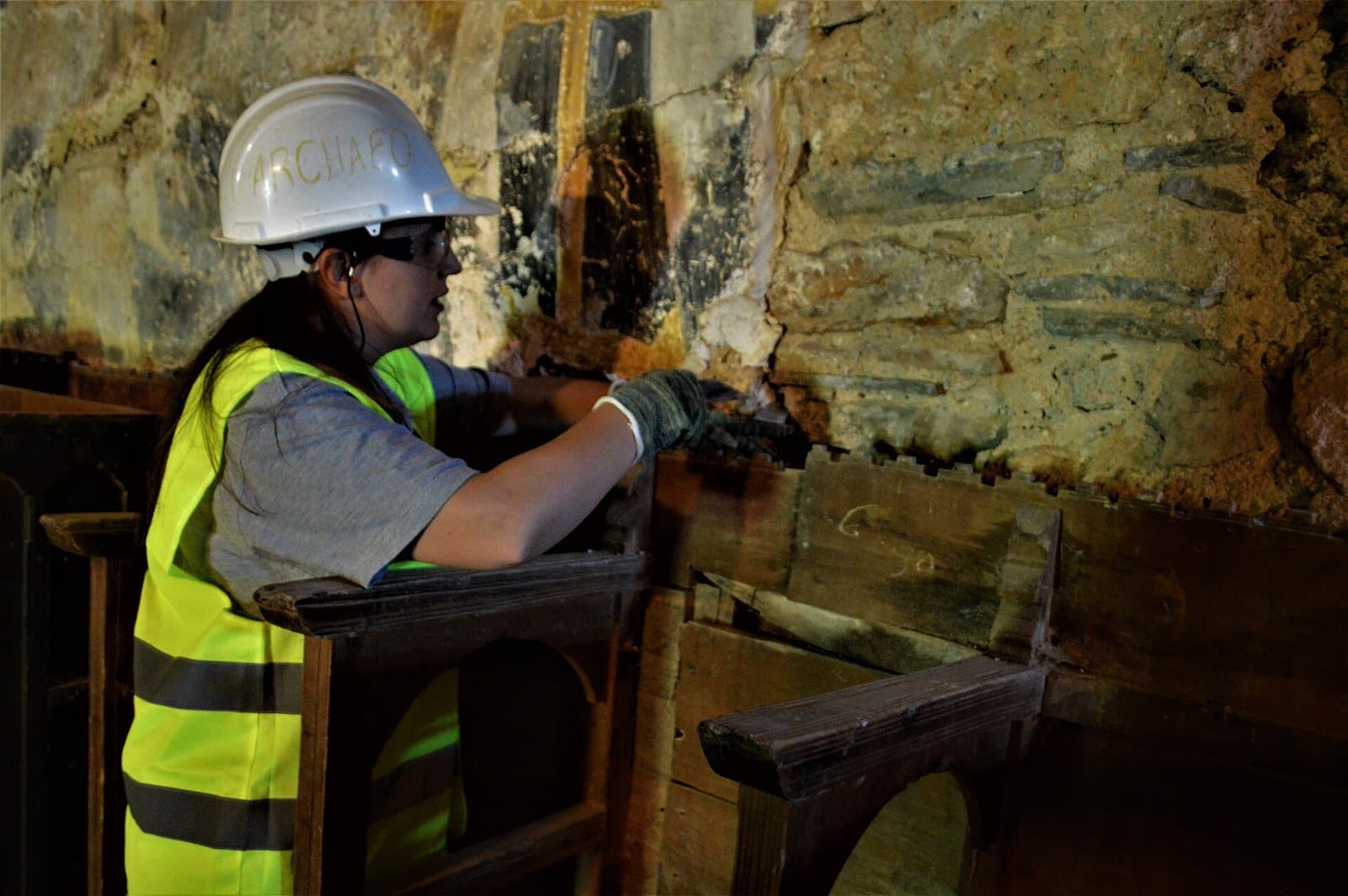 Archaeologist at the church of St Michael, Vithkuq
