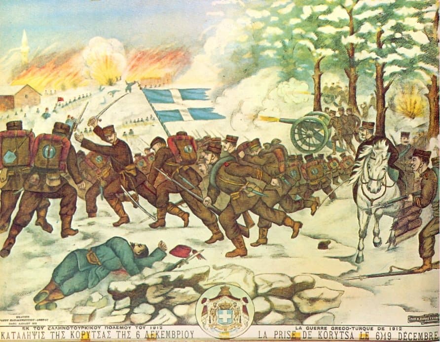 The storming of Korçë, drawn in 1913