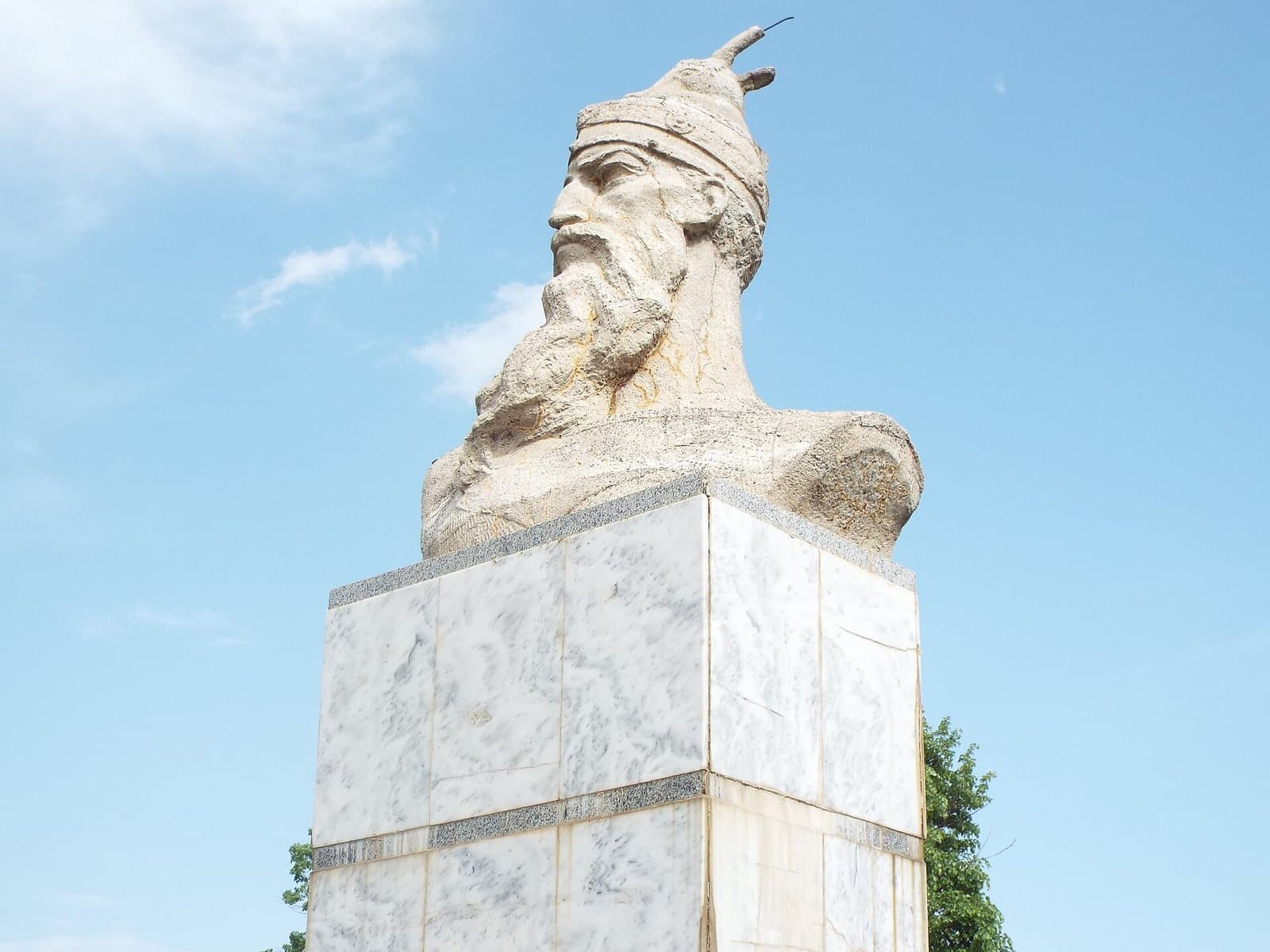 Skanderbeg monument at the Korce stadium