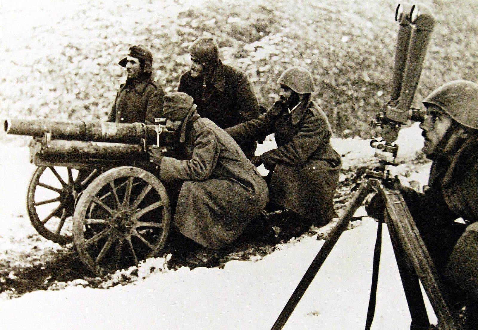 Gun crew in action in Albania