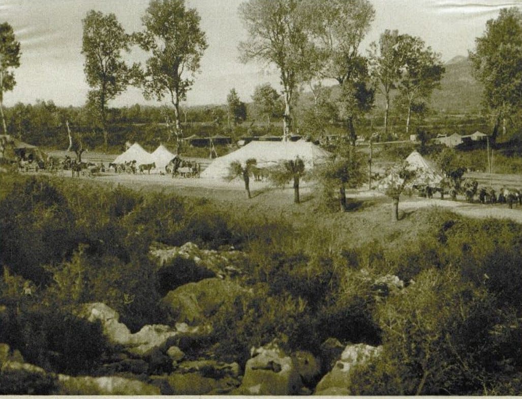 Tented station of a field railway in Albania