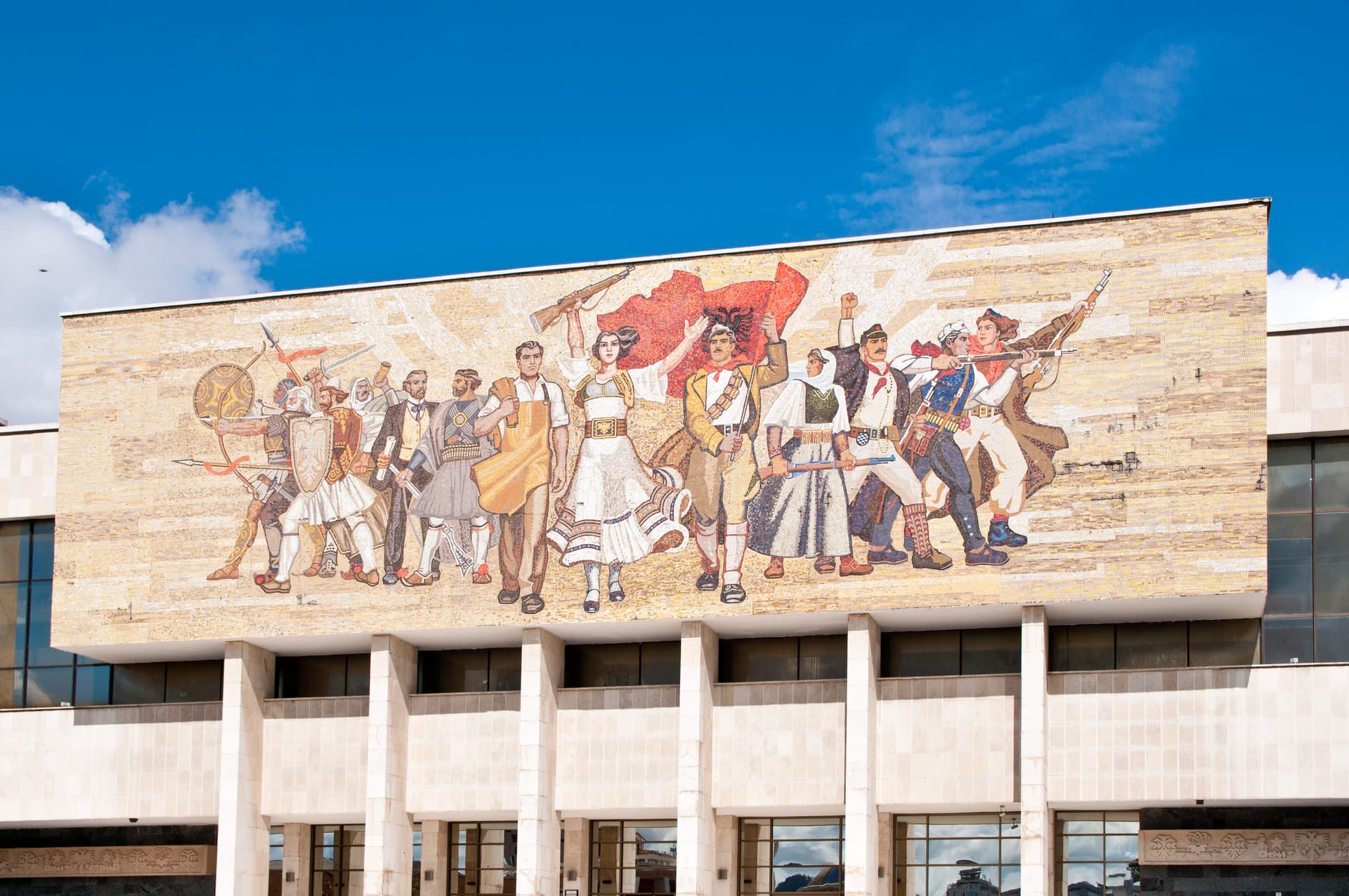 Socialist Mosaic on National Historical Museum facade, "The Albanians", 1981