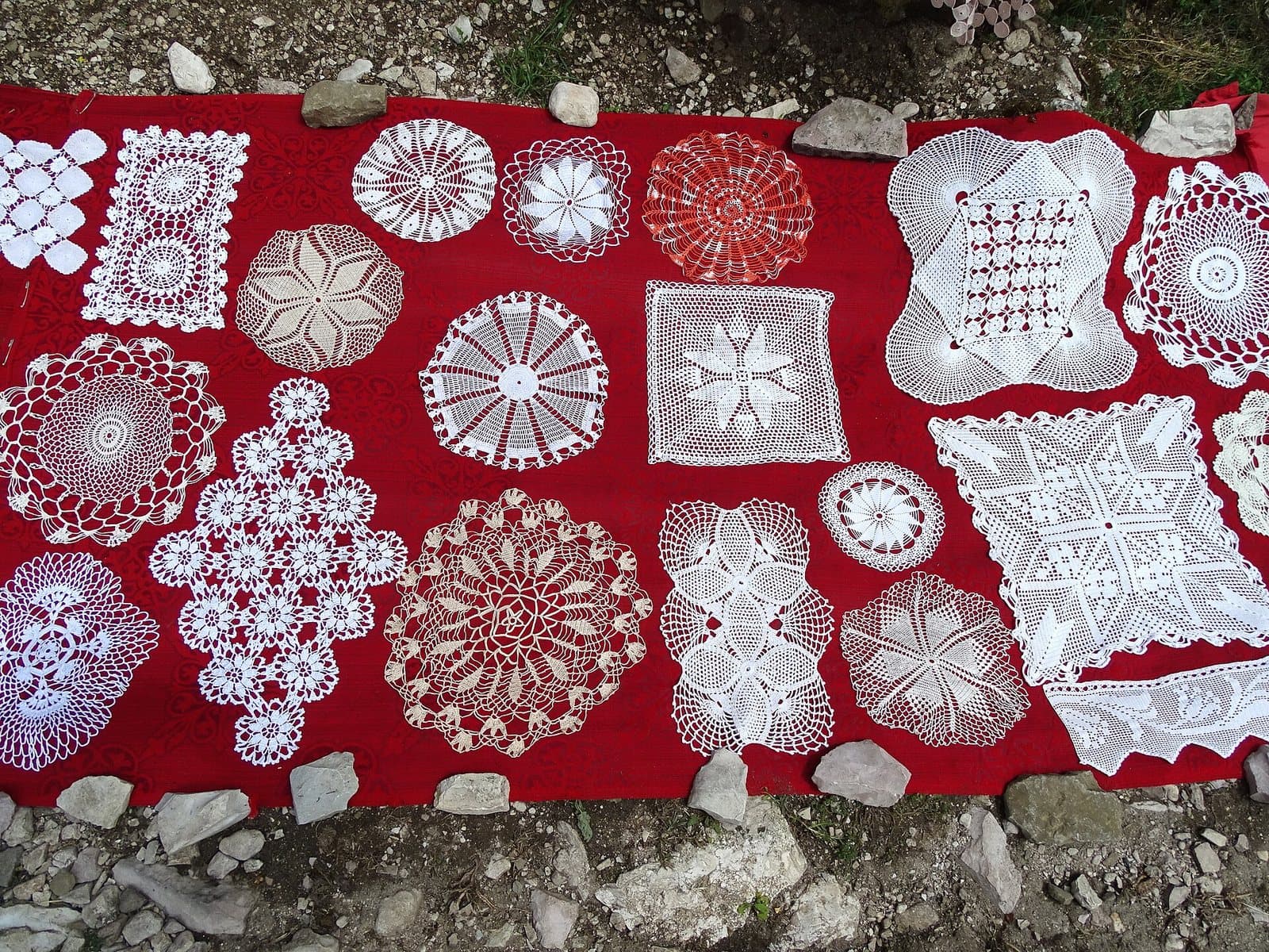 Embroidered lace outside Gjirokaster castle