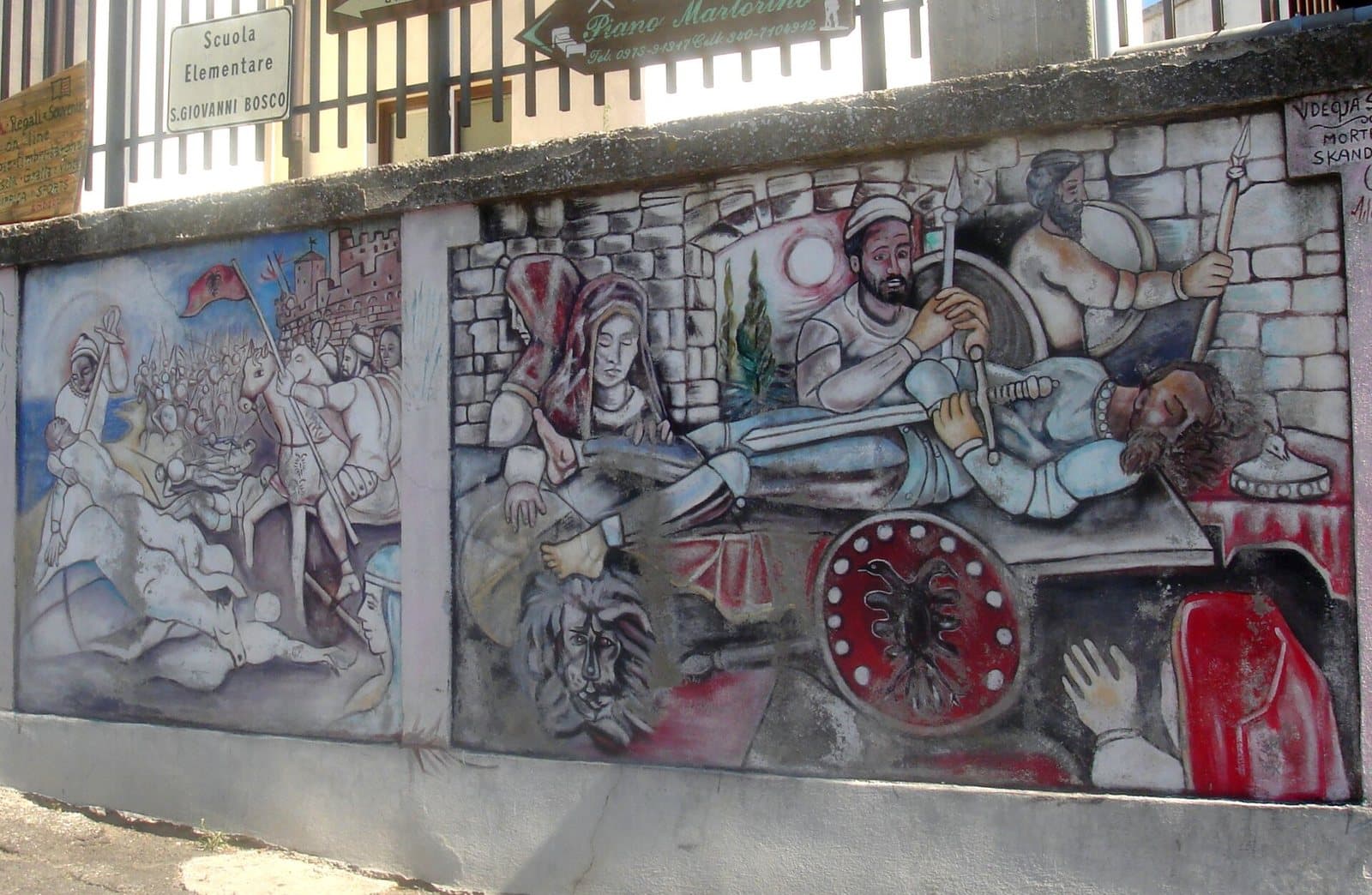 Arberesh mural of the siege of Kruje
