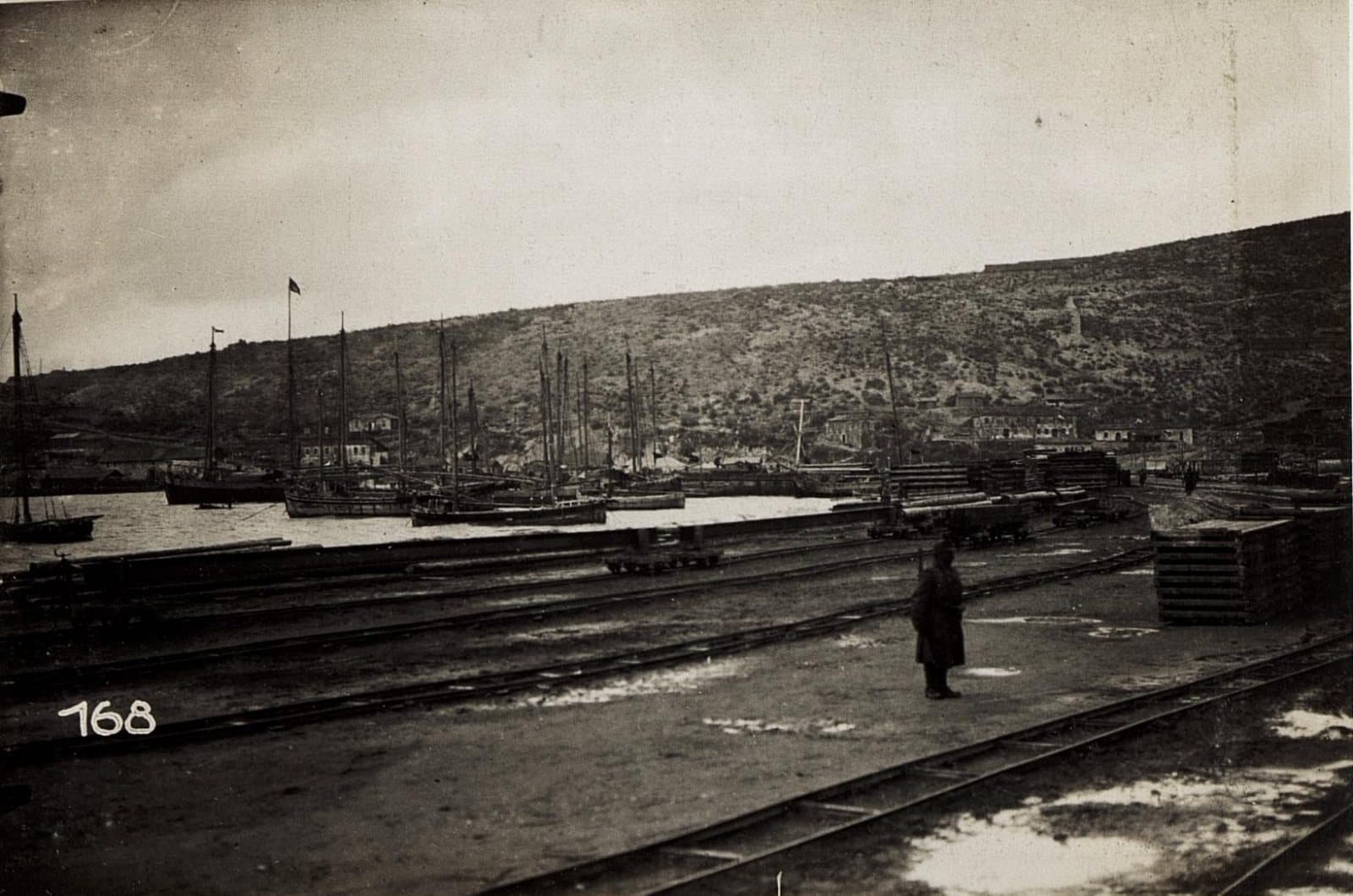 Sailing ships in the harbour of Shëngjin