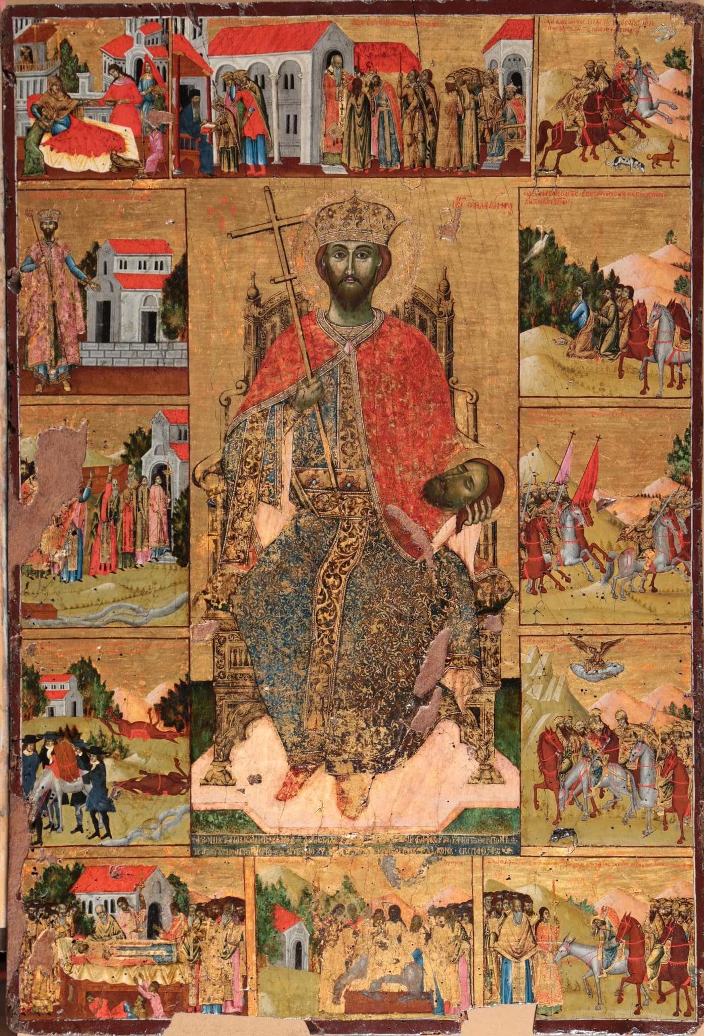 Saint Jovan Vladimir vita icon by Kostandin Shpataraku, 1739