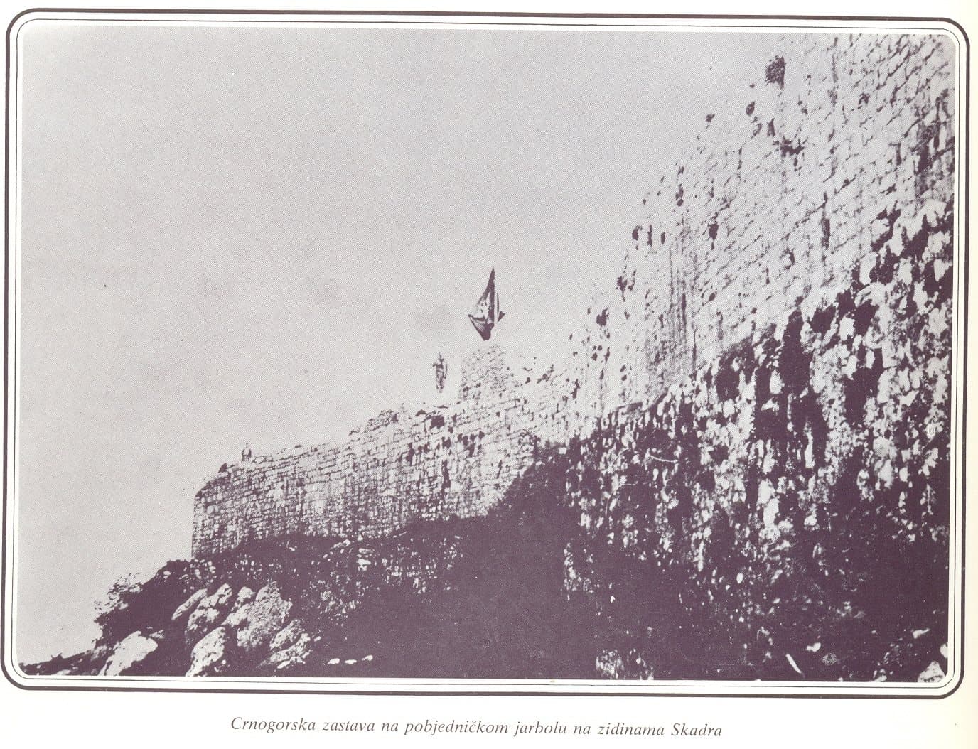 Montenegrin flag over the fortress of Shkoder