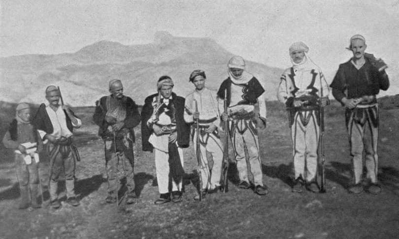Skreli tribesmen, photographed by William Le Queux