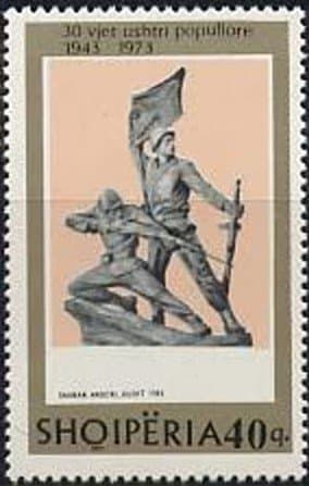 Shaban Hadëri - August 1949 sculpture (stamp reproduction)