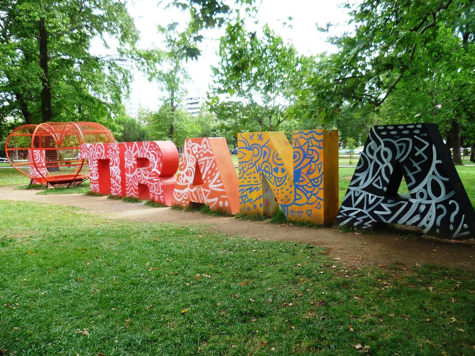 The Tirana sign in the park