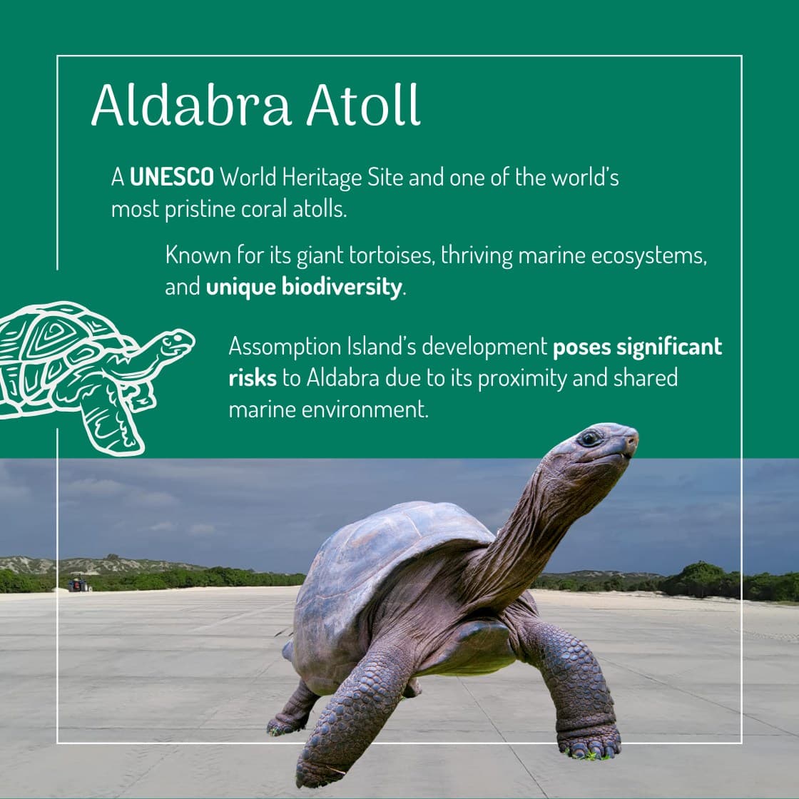 Aldabra: A World Heritage at Risk Aldabra Atoll, a UNESCO World Heritage Site, is… (3/10)