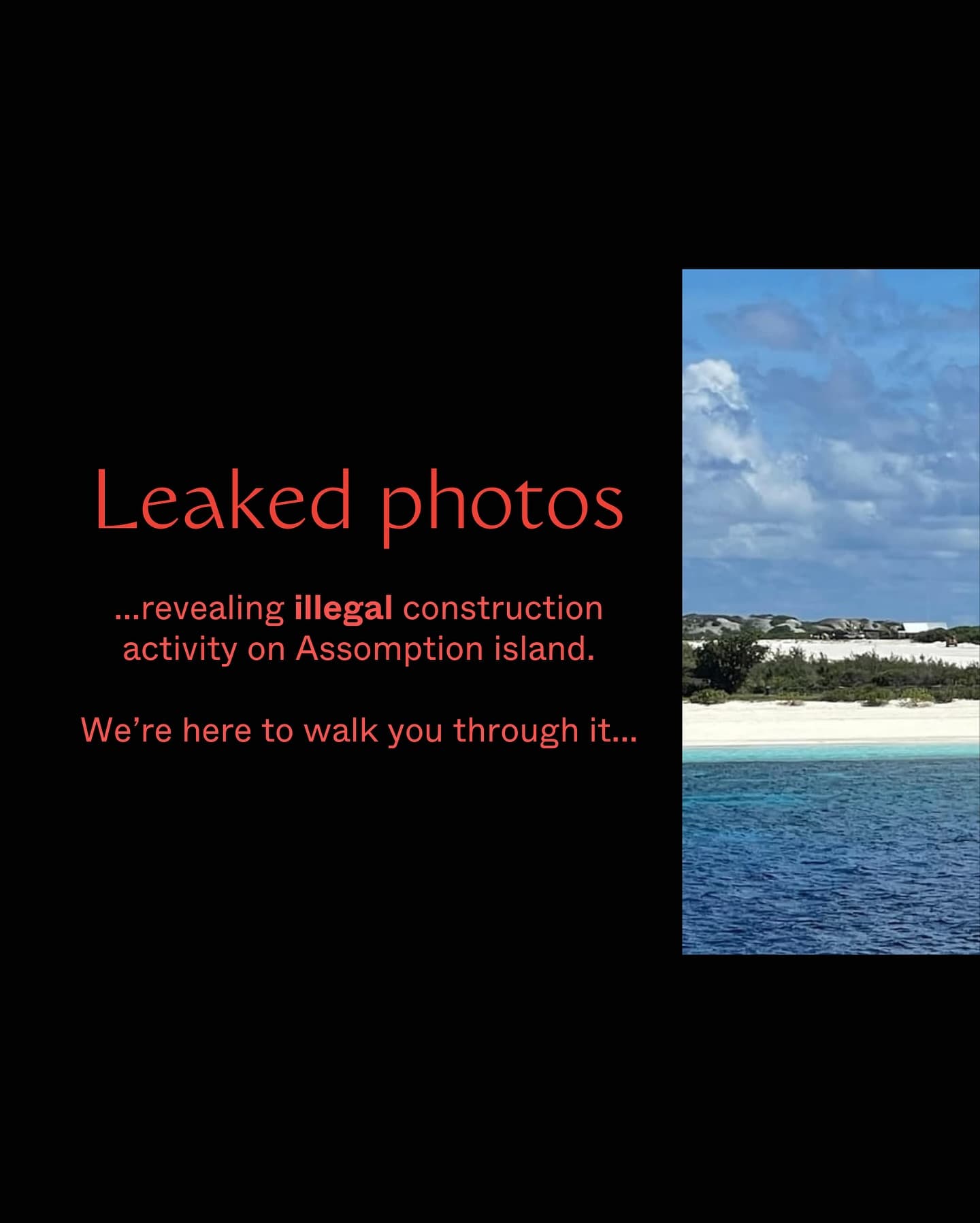 This is the FIRST time in 2025 that photo evidence has been LEAKED of Assomption Island. (2/8)