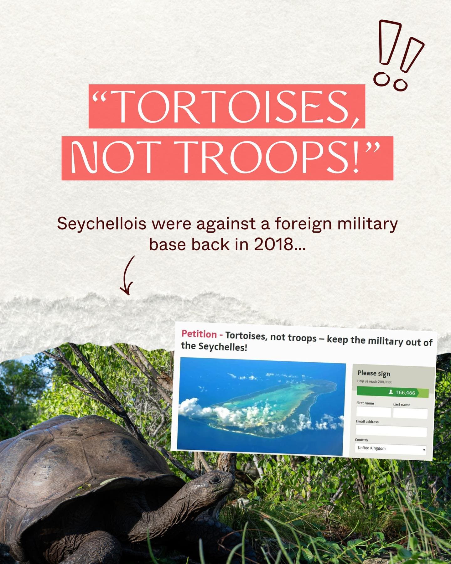 Friends of Aldabra is opposed to the establishment of any foreign military base on… (1/4)