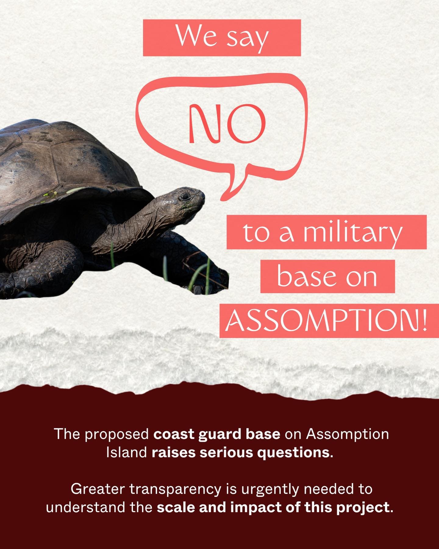 Friends of Aldabra is opposed to the establishment of any foreign military base on… (3/4)