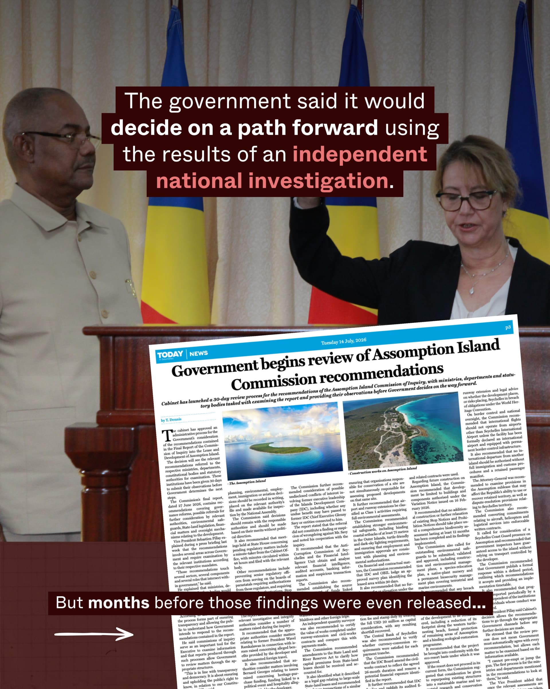 The Seychelles government has been trying to fool its people. (5/10)