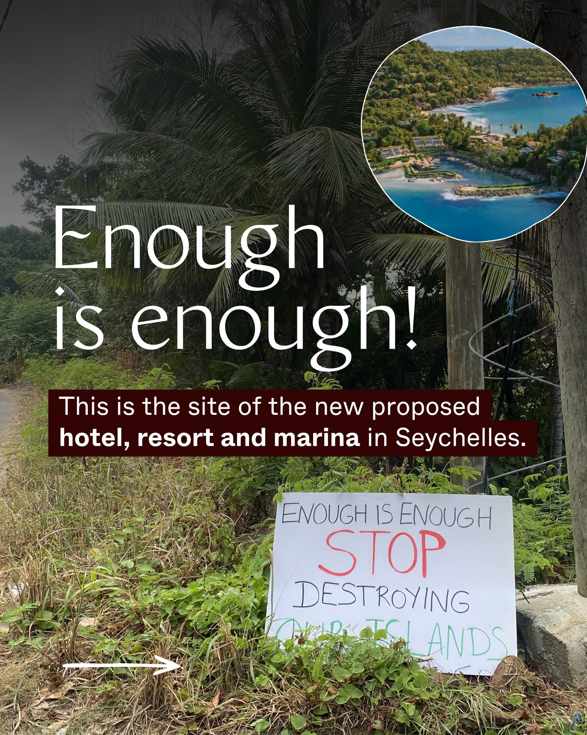 We’re standing against the proposed hotel development on Police Bay, Mahé. (1/6)