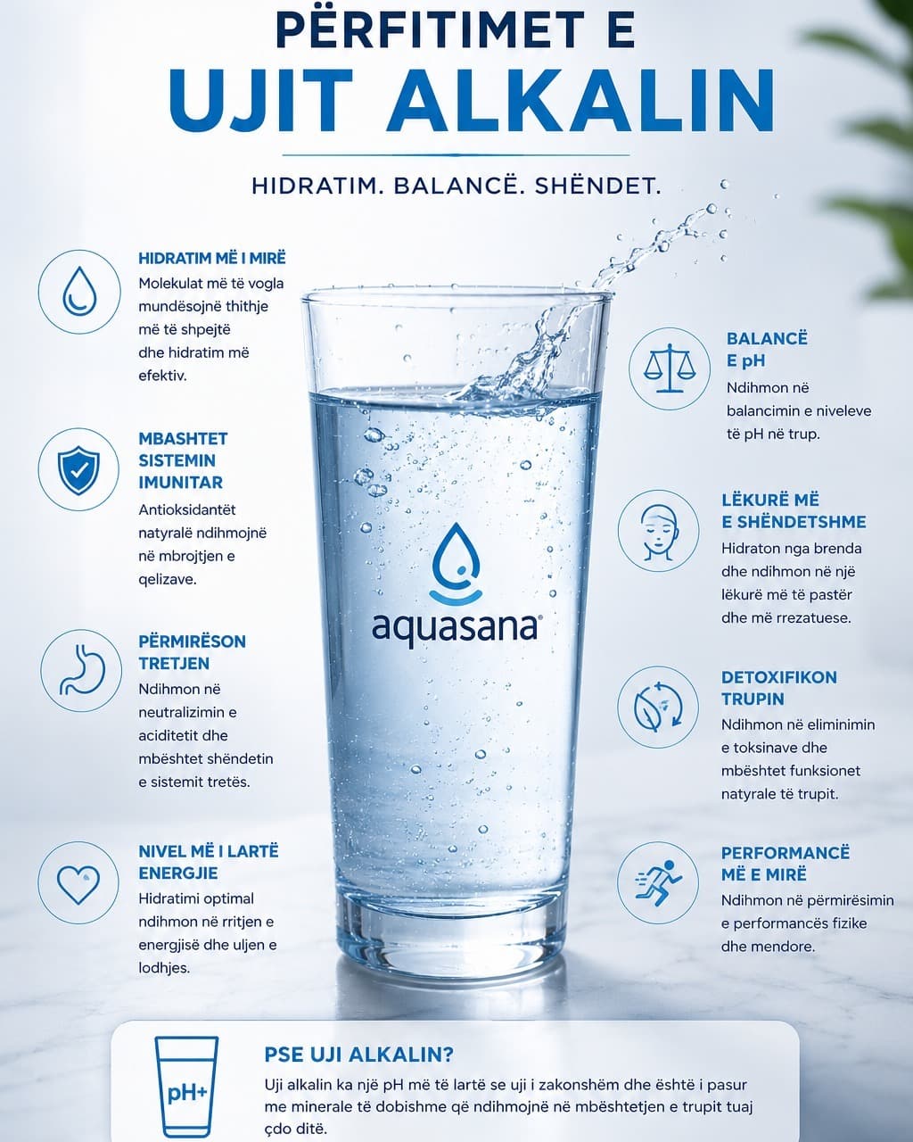 Përfitimet e ujit alkalin fillojnë me një gotë
