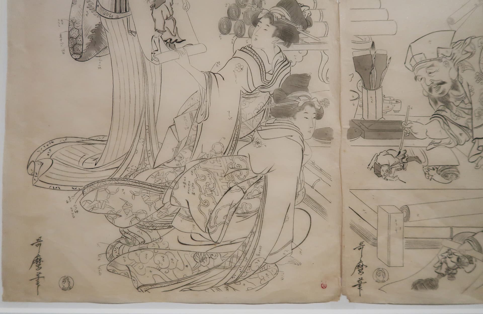 Kiatagawa Utamaro. Daikokuten drawing himself