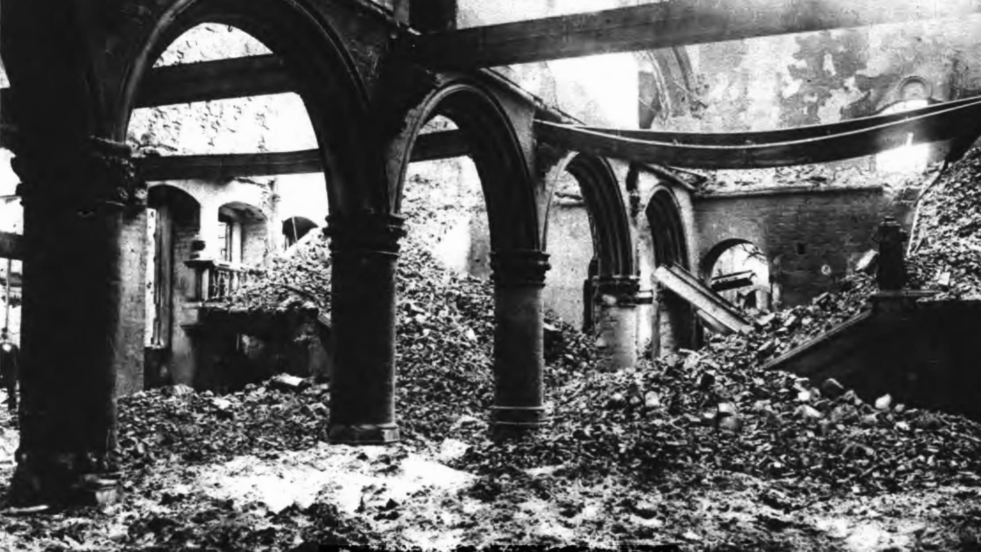 Interior of the Famous Library at Louvain destroyed during World War I