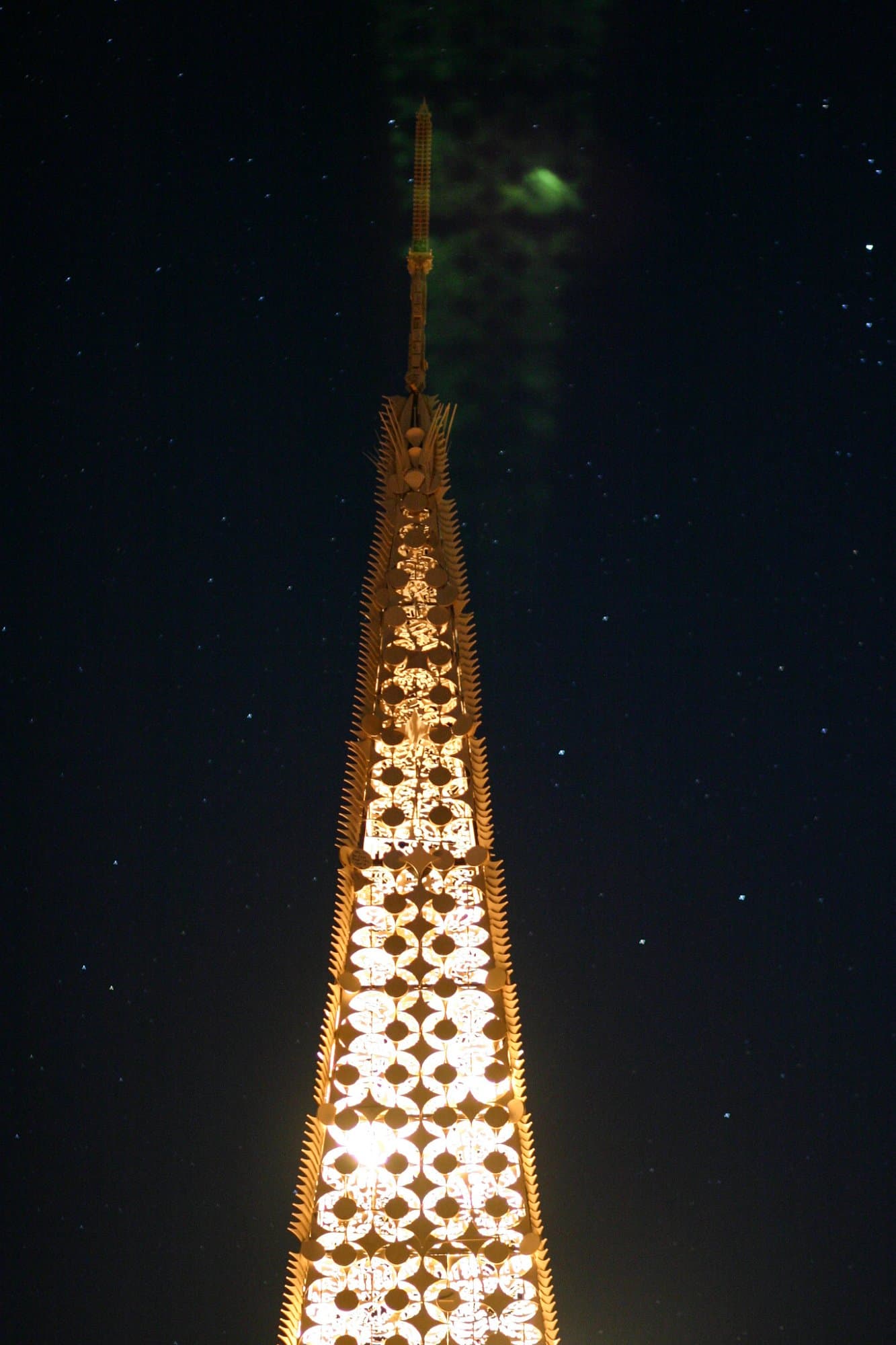Temple of Stars, lit at night · 3/6
