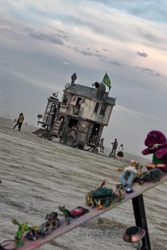 Steampunk Victorian House Art Car at Dusk
