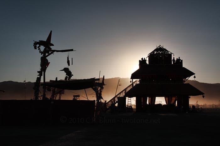Camp Silhouette at Sunset