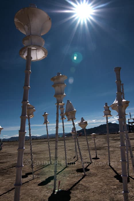 Sunburst Lamp Sculptures Against the Sun
