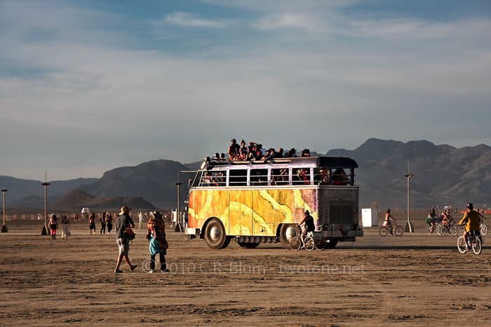 Giant VW Bus Rolls Across the Playa