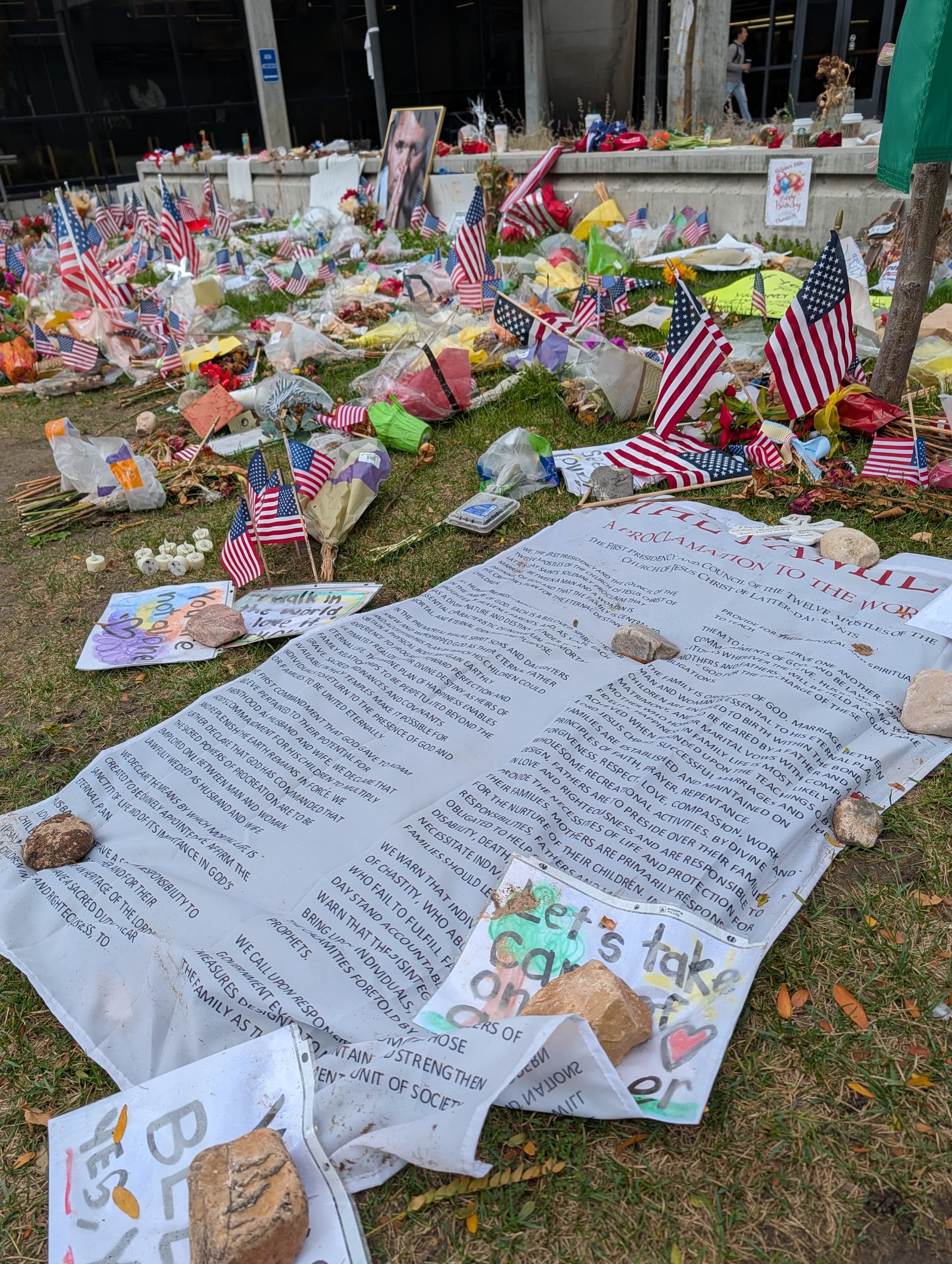 Memorial messages at Utah Valley University, October 2025