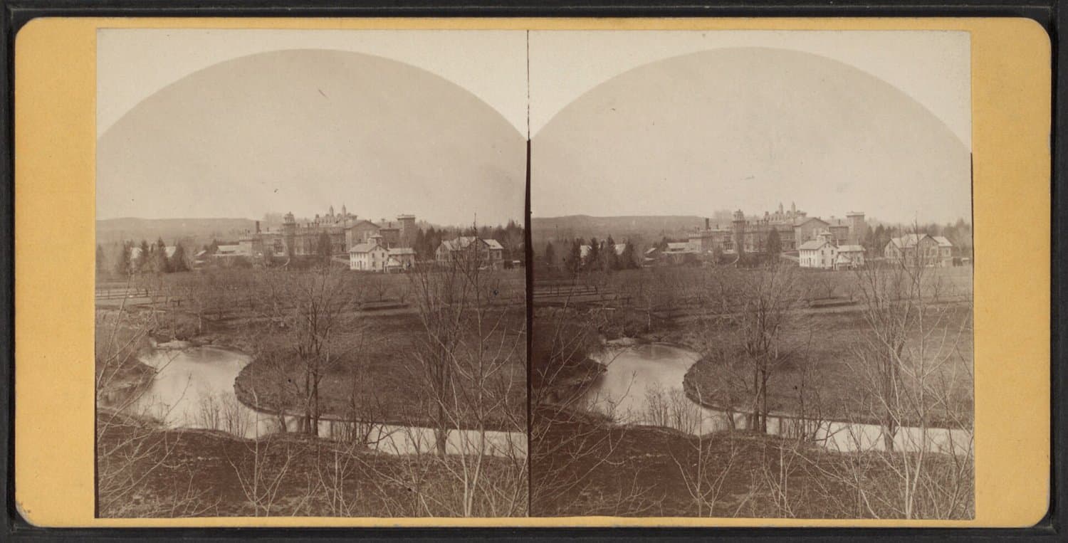 Bird's-eye view of the Oneida home buildings