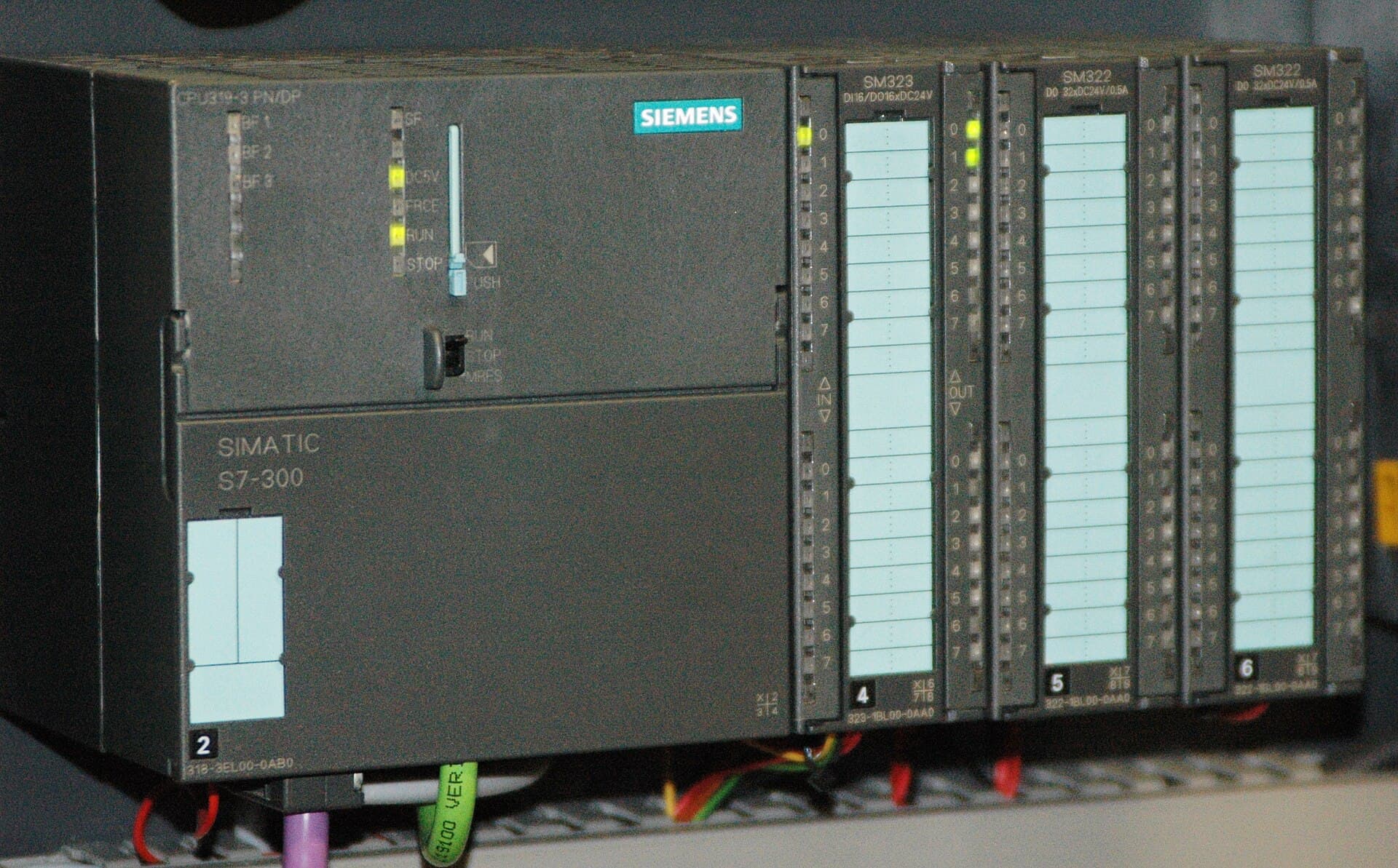 A Siemens Simatic S7-300 PLC, Stuxnet's target