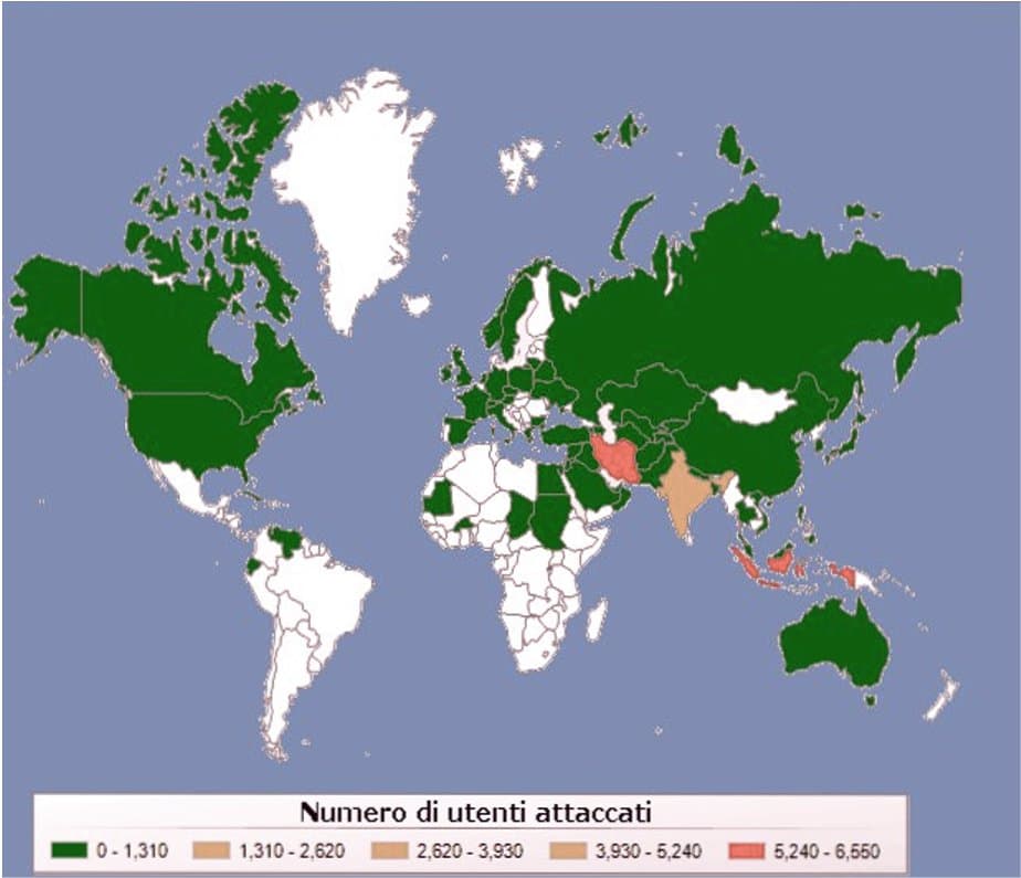 Global distribution of Stuxnet infections