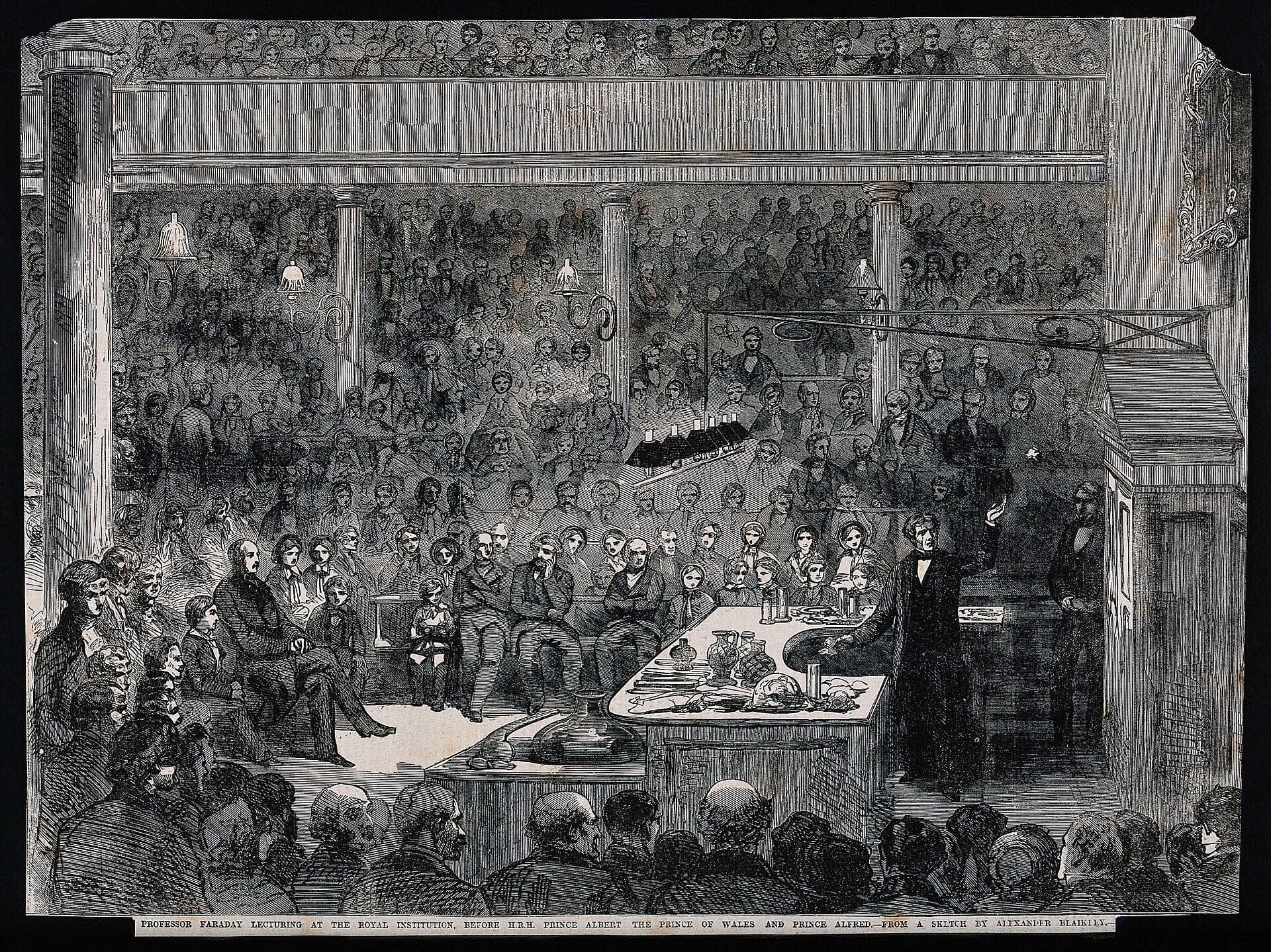 Faraday lecturing before the Prince Consort (Wellcome copy)