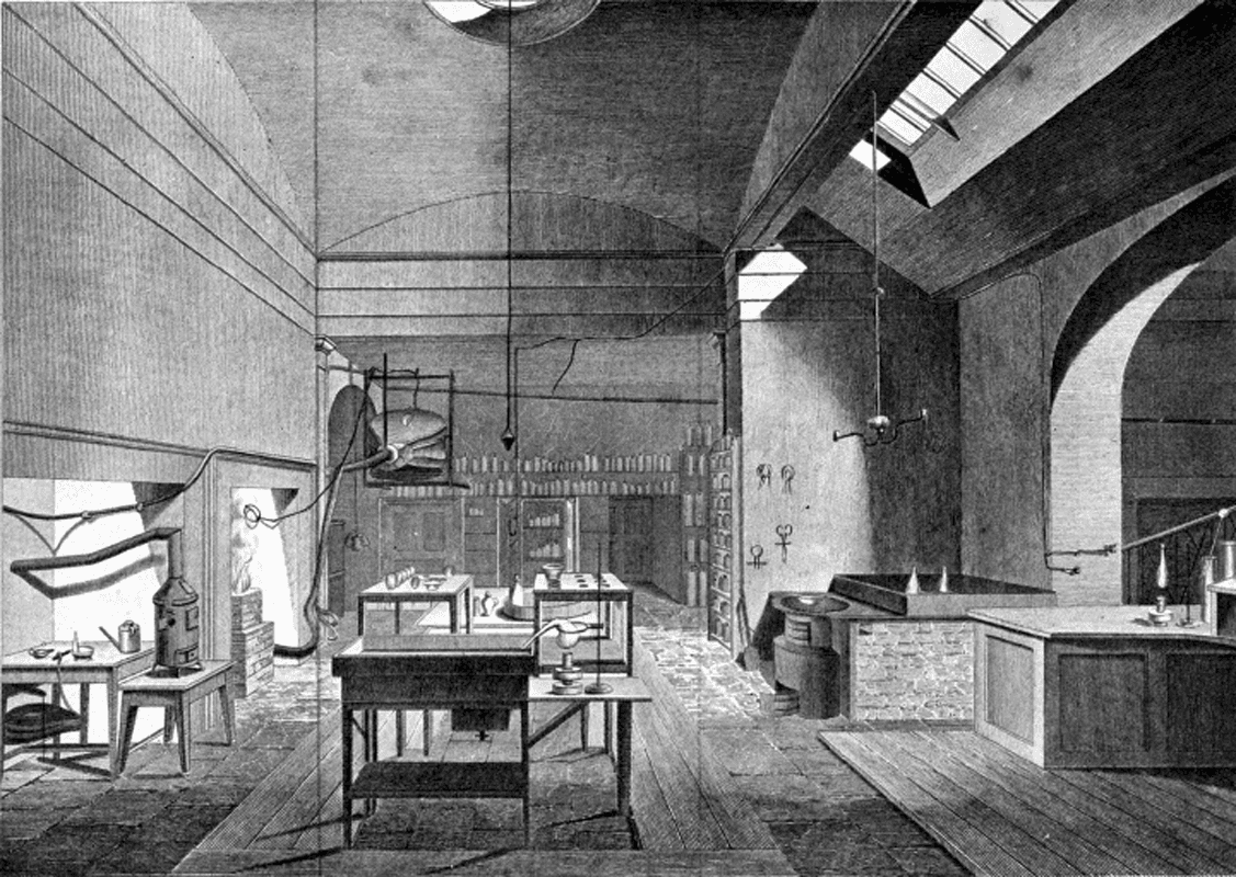 The laboratory of the Royal Institution, 1819