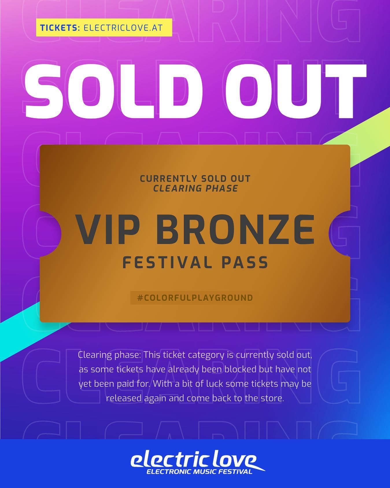 Ticket Info π« β All VIP Bronze Festival Passes are sold and now in the "Clearin