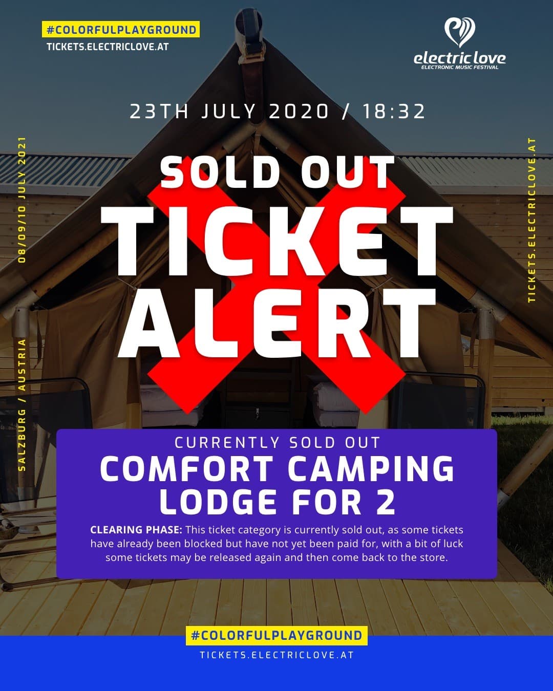 ❌ ANOTHER TICKET ALERT! Comfort Camping "Lodge for 2" is currently "SOLD OUT". W