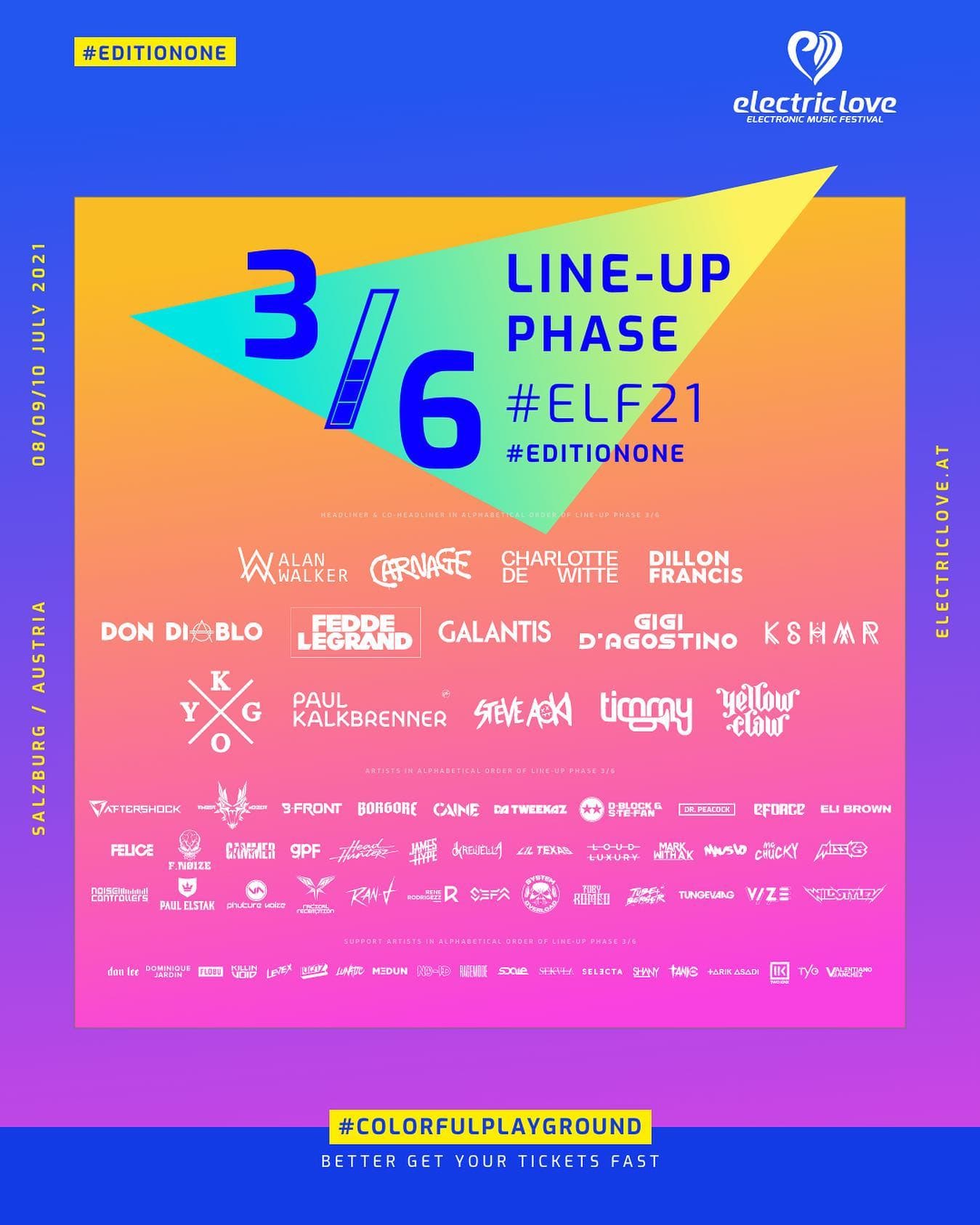 LINE-UP PHASE 3 of 6 ANNOUNCED @electricloveaut Electric Love Festival 2021 Offi