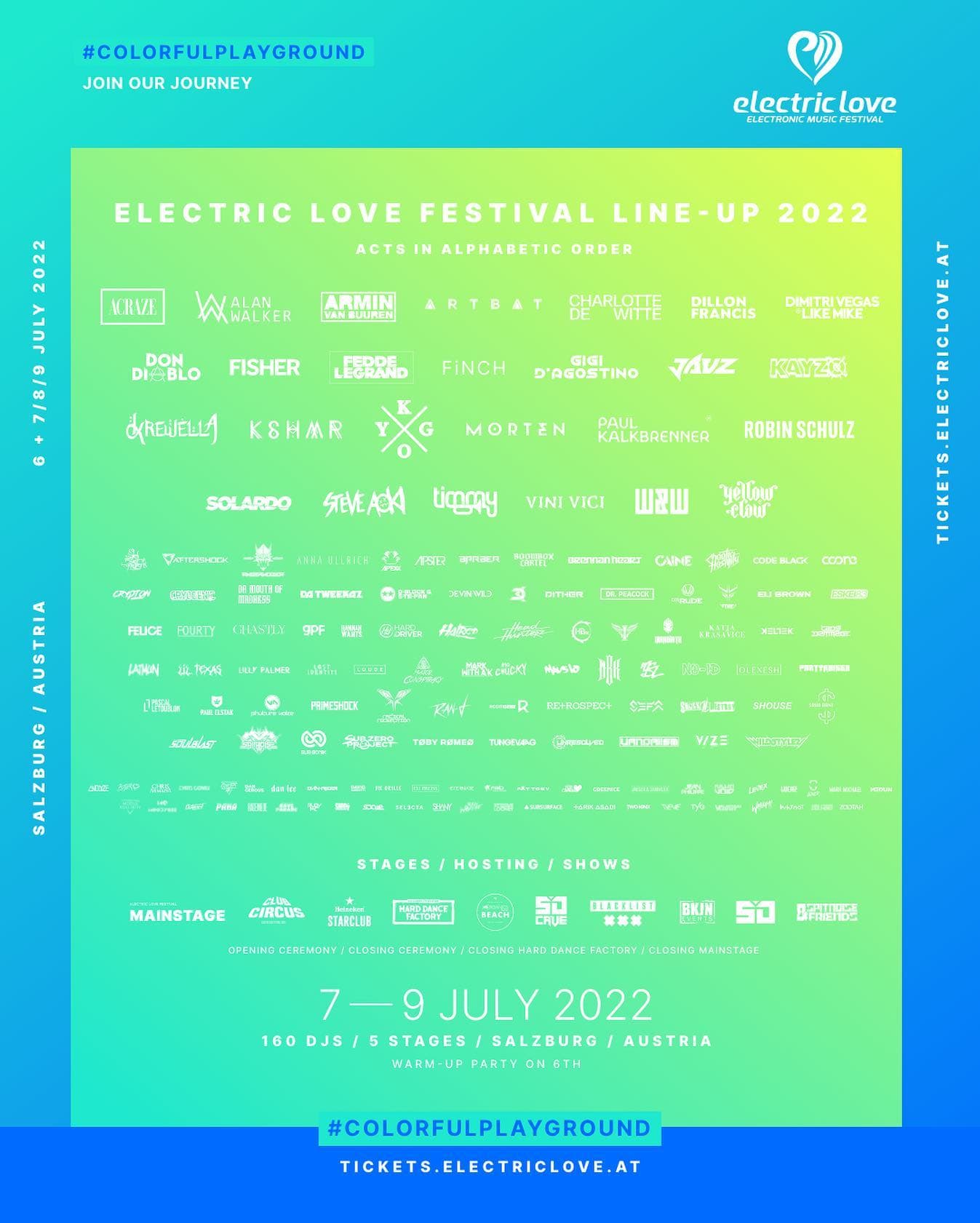 The full Electric Love Festival line-up for 2022 incl. day announcement is out n