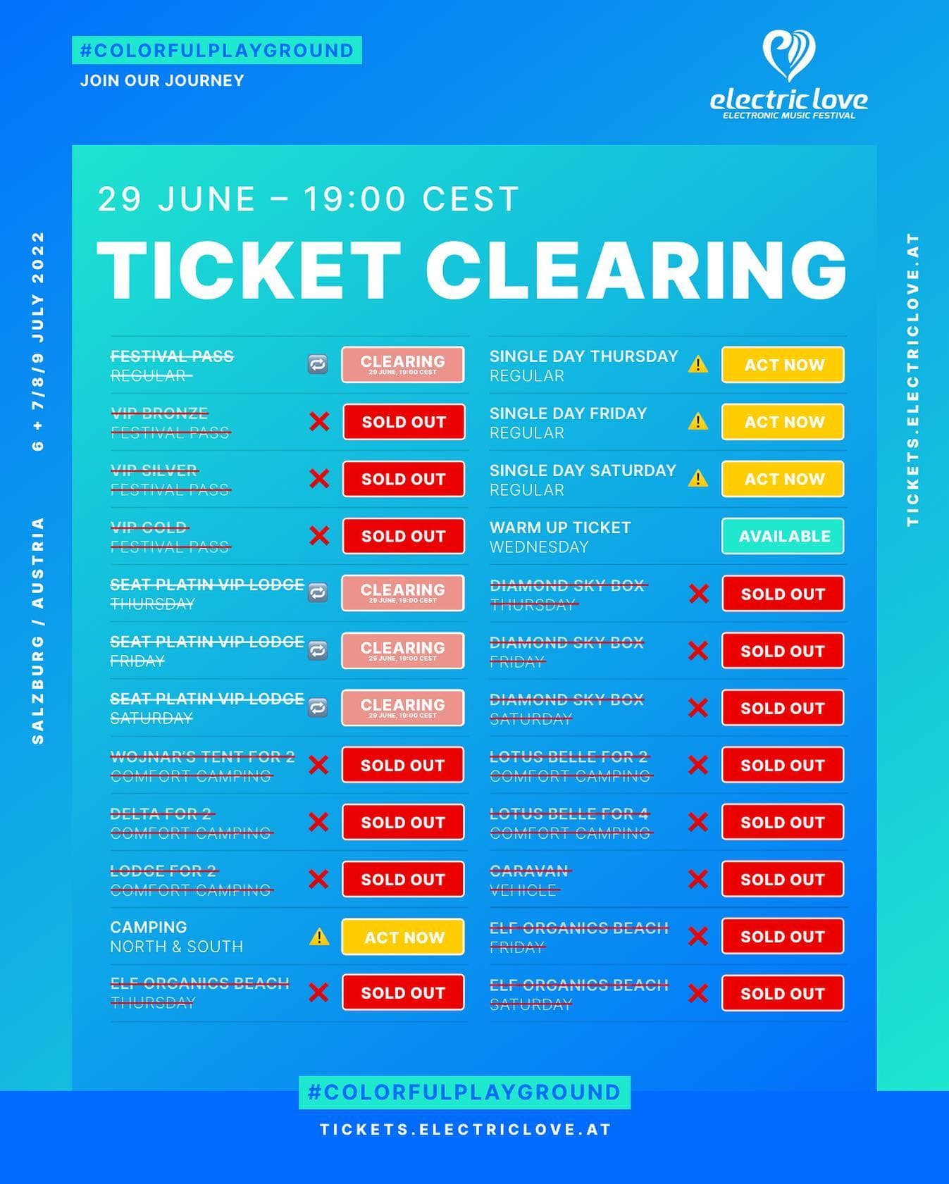 ❗️TICKET CLEARING ❗️ Festival Passes and VIP Categories are currently sold out.