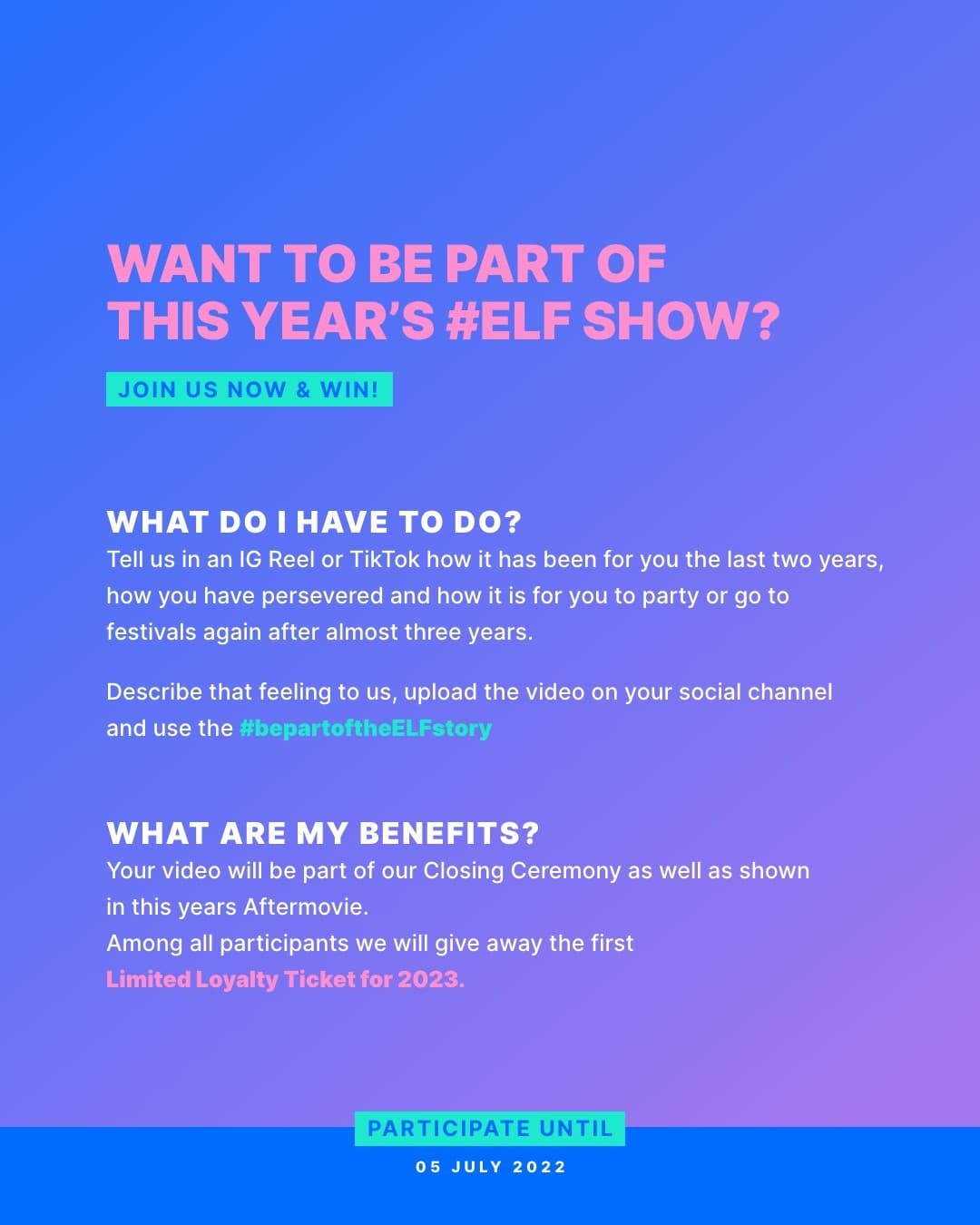 Want to be part of this year’s show? Part of the Closing Ceremony and the A (2/2)