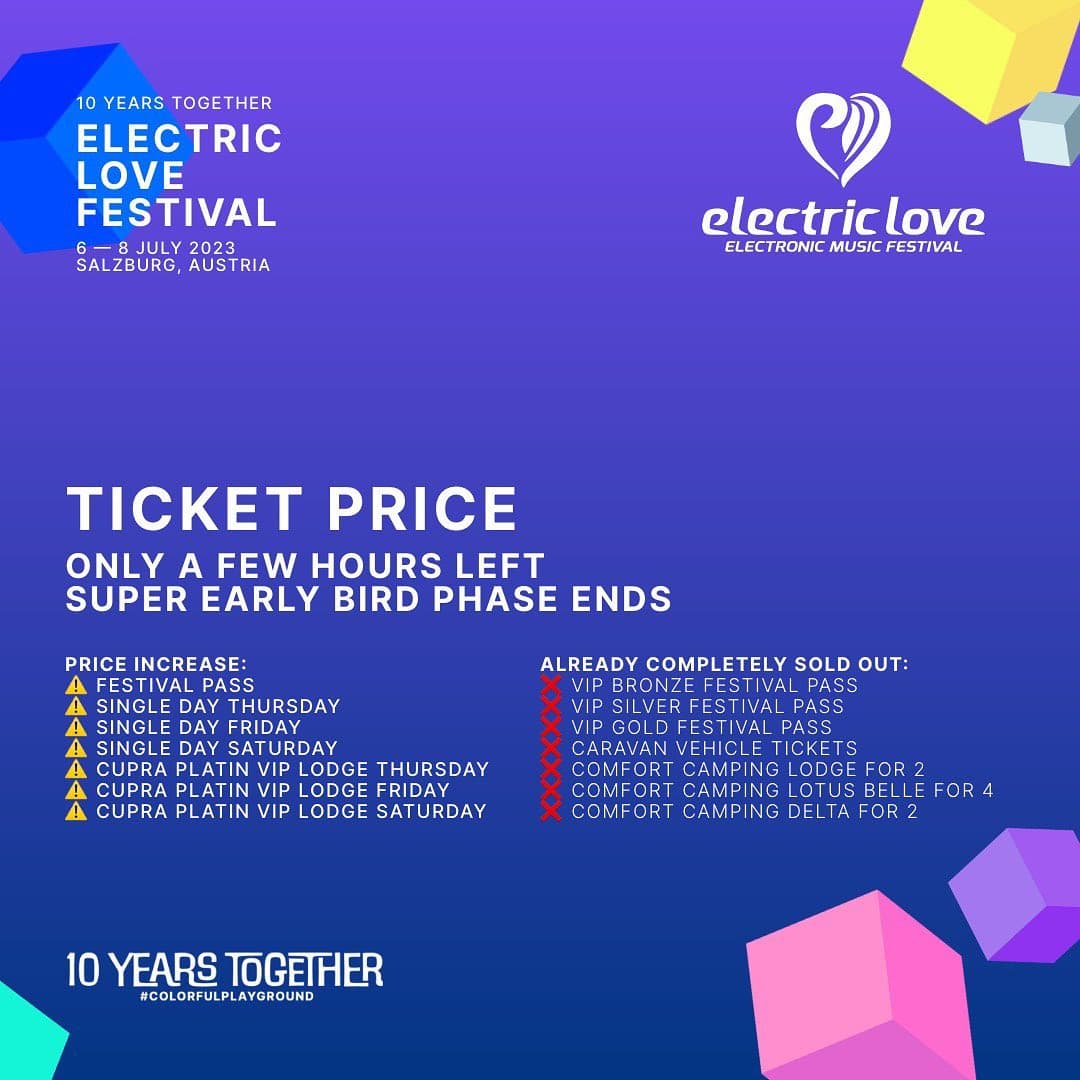 Just a few hours left until the ticket price for rises! Many categories a