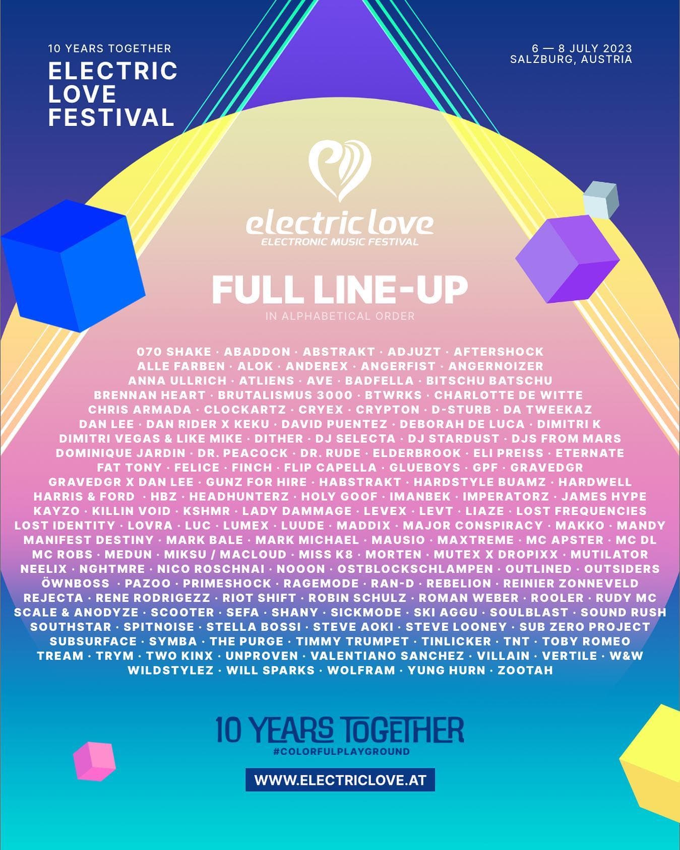 This is the full line-up for Electric Love Festival 2023 β€οΈβπ₯ Day line-up is ou