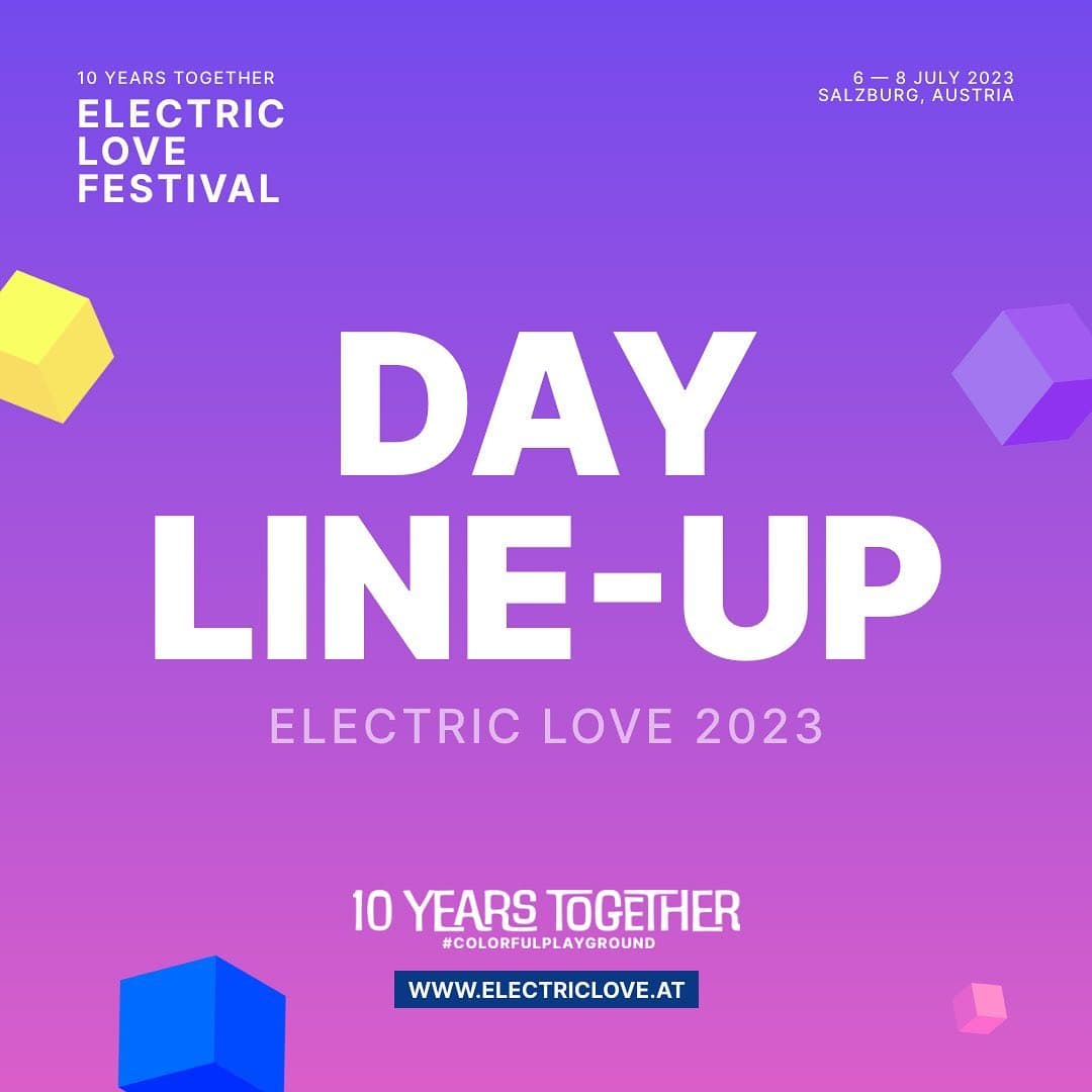 Electric Love is here ⚡️❤️ Swipe through and check out our day line-up for 2023! (1/5)