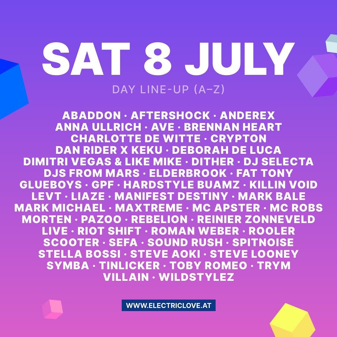 Electric Love is here ⚡️❤️ Swipe through and check out our day line-up for 2023! (4/5)