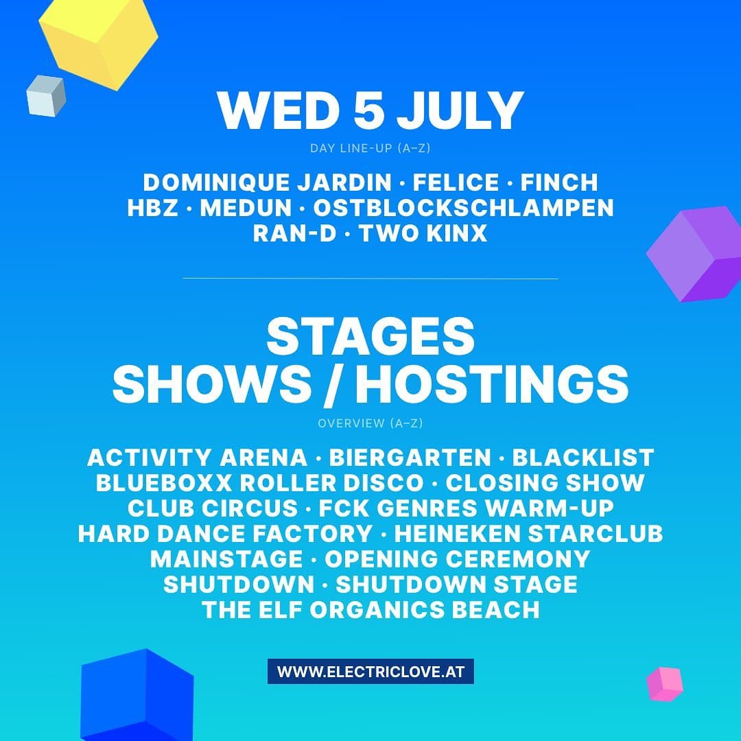 Electric Love is here ⚡️❤️ Swipe through and check out our day line-up for 2023! (5/5)