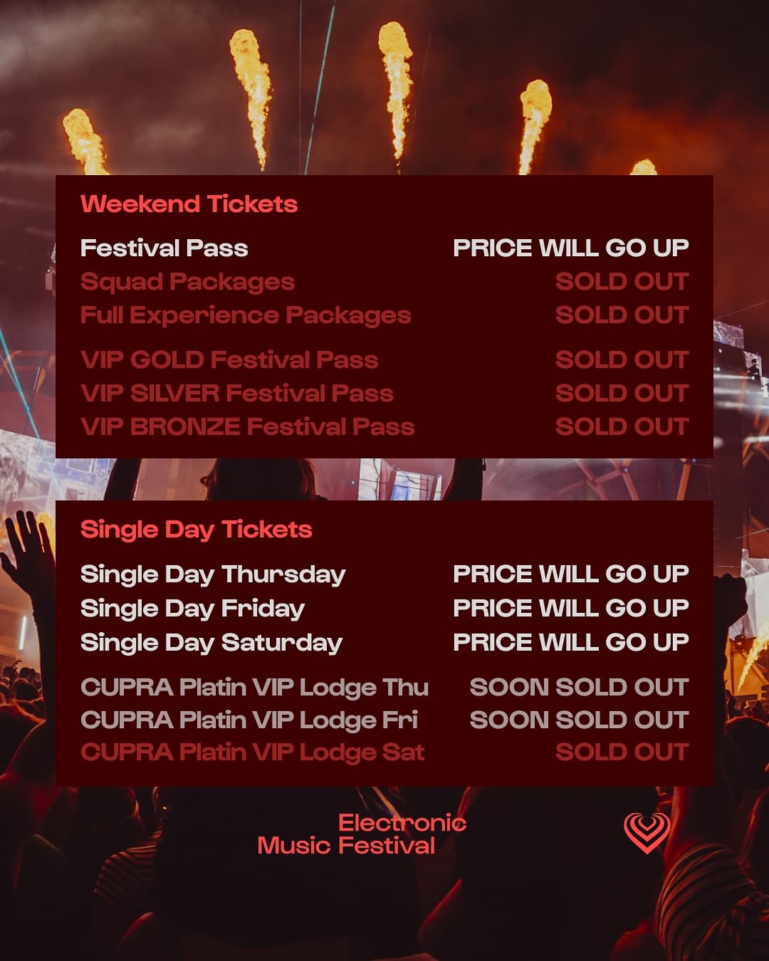 Itโs now โฆ Or more expensive. ๐ Festival Passes jump from 229โฌ โ 249โฌ. So if yo (3/4)