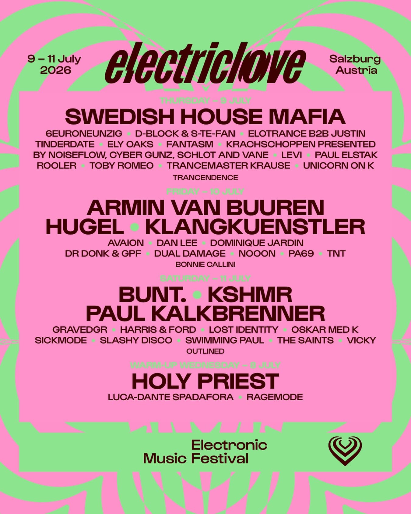 COMING IN HOT ๐ฅต These names are joining the Electric Love `26 Line-Up! Want to