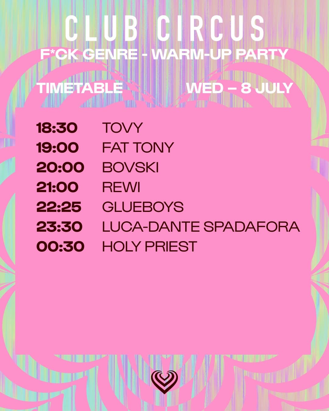Timetable for the Warm-Up Party Wednesday! ๐ฅ ๐๐๐๐๐ง๐ฅ๐๐ ๐๐ข๐ฉ๐ โ๐ฎ๐ฒ ๐ (2/4)