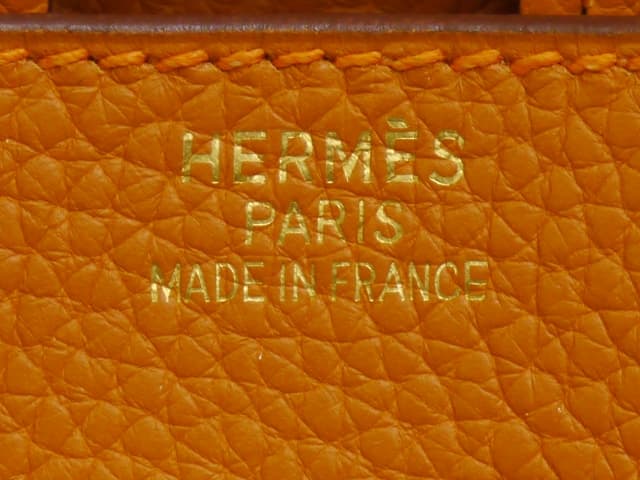 'Hermès Paris - Made in France', stamped into a Birkin